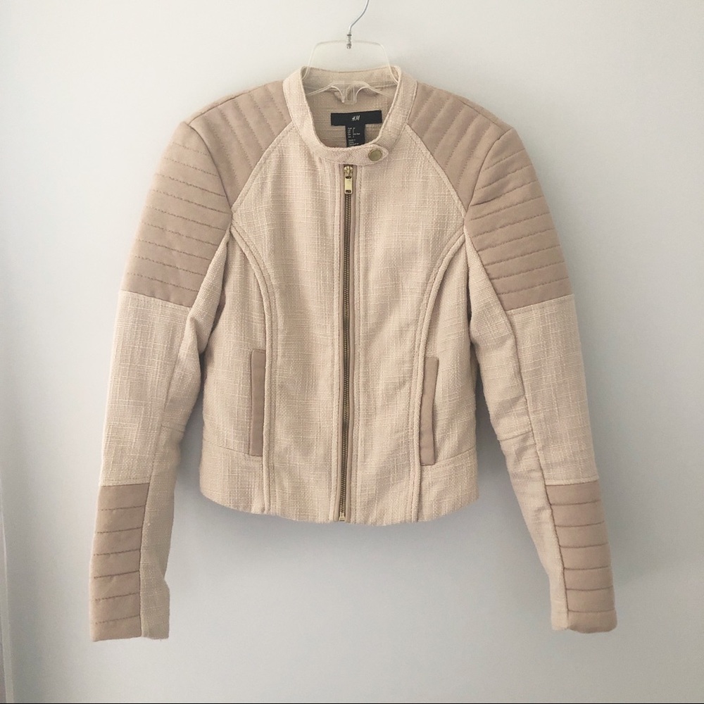 H&M Biker Jacket in Light Beige- Size 2